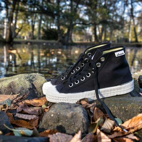 Novesta - Star Dribble Black, veganer Sneaker aus Bio-Baumwolle