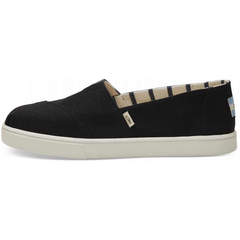 Vegane Schuhe von Toms - Black Heritage Canvas Cupsole, veganer Slipper