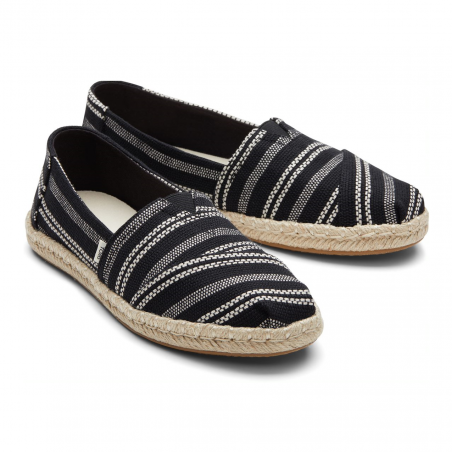 Toms - Black Global Stripe, veganer Alpargata