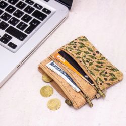 Small Cork Pocket Olive, veganes Portemonnaie