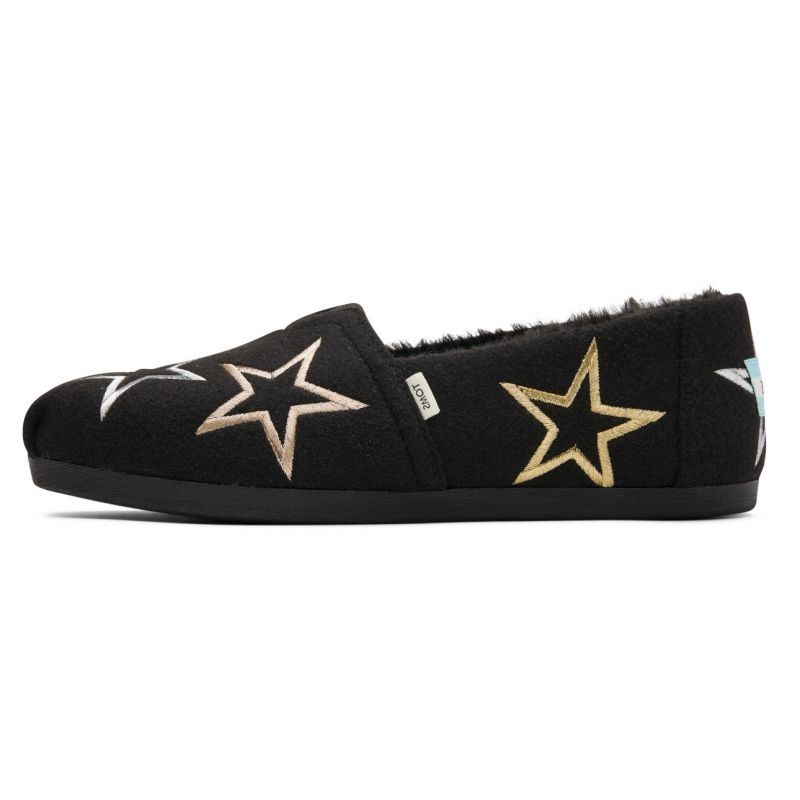 Toms - Black Two Tone Star (gefüttert), vegane Hausschuhe