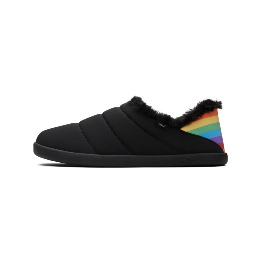 Toms - Black Matte Woven Rainbow, vegane Hausschuhe