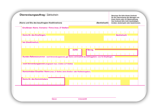 Zahlung per Überweisung